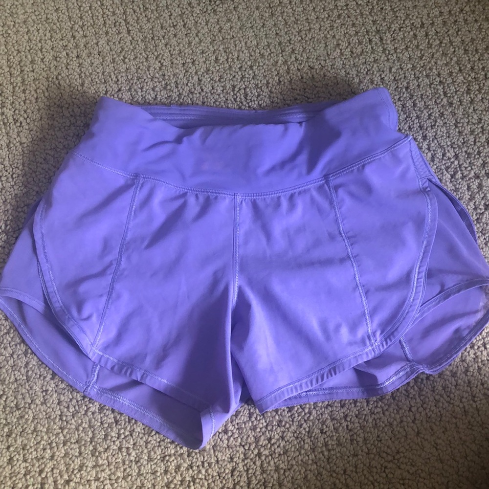 purple mesh sides lululemon athletic shorts